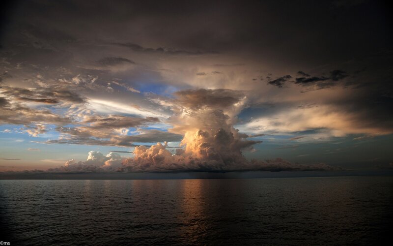 Storm Cloud over Ocean — Gray, Dramatic, Sunset, Photograph