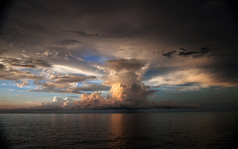 Storm Cloud over Ocean — Gray, Dramatic, Sunset
