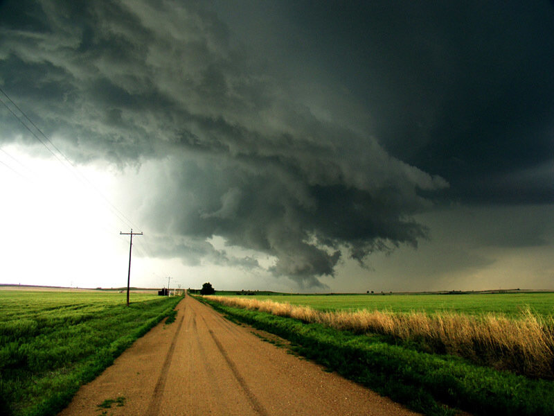 Storm Cloud over Road — Green, Dramatic