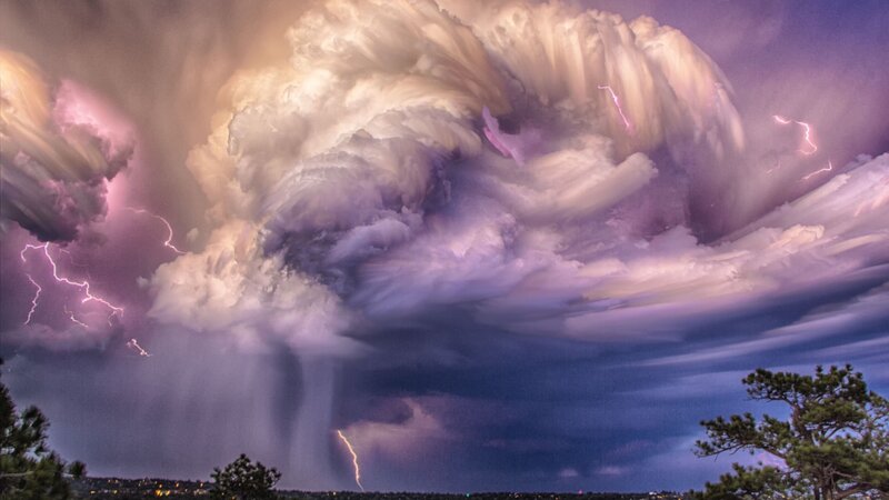Storm Cloud with Lightning — Purple, Dramatic
