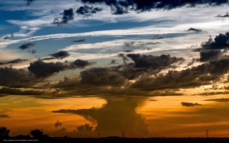 Storm Clouds at Sunset — Orange, Dramatic, Photograph
