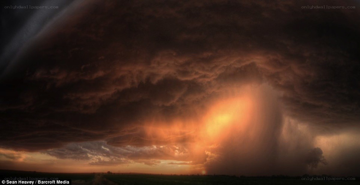 Storm clouds over a field