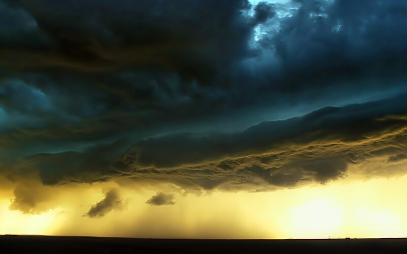 Storm clouds over a flat landscape