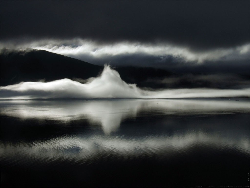 Storm clouds over a lake