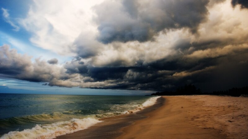 Storm Clouds over Beach — Blue