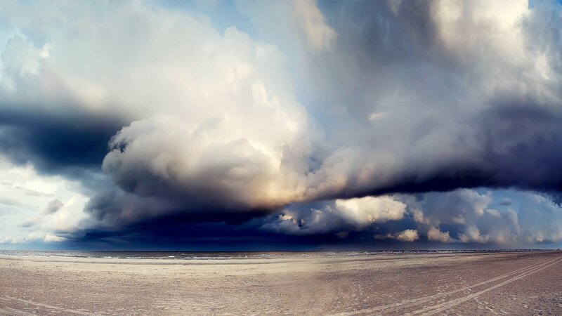 Storm Clouds over Beach — Gray, Dramatic, Photograph