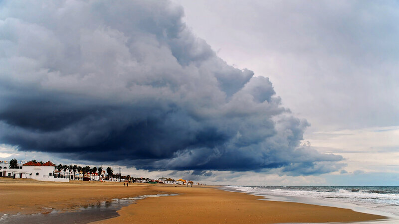 Storm Clouds over Beach — Gray, Dramatic
