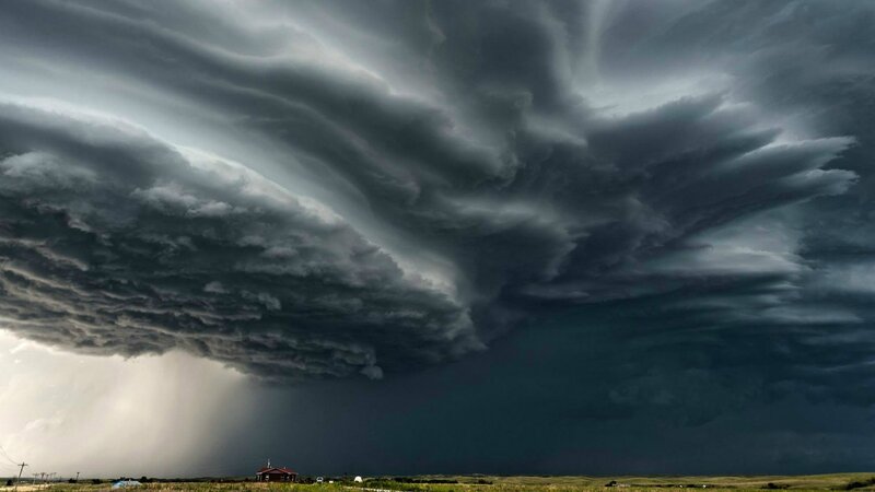 Storm Clouds over Field — Gray, Dramatic, Afternoon, Photograph