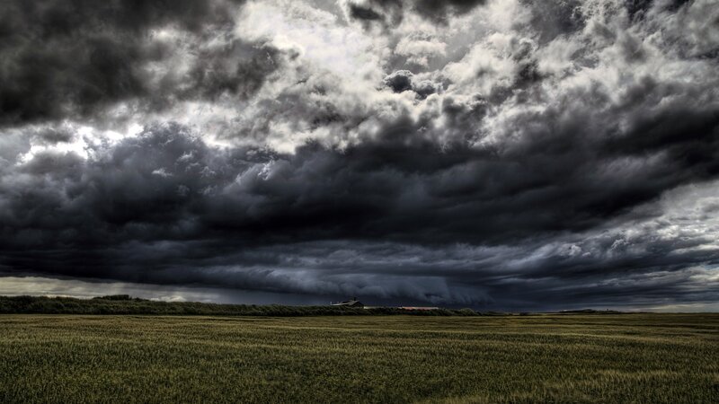 Storm Clouds over Field — Gray, Dramatic, Photograph