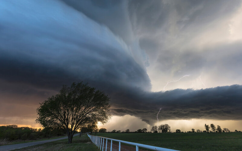 Storm Clouds over Field — Gray, Dramatic, Sunset