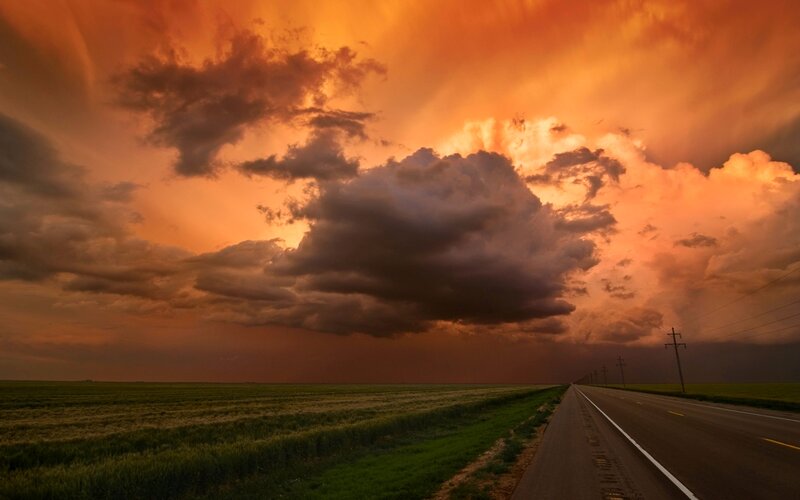 Storm Clouds over Highway — Orange