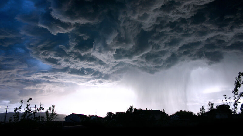 Storm Clouds over Houses — Gray, Dramatic, Night