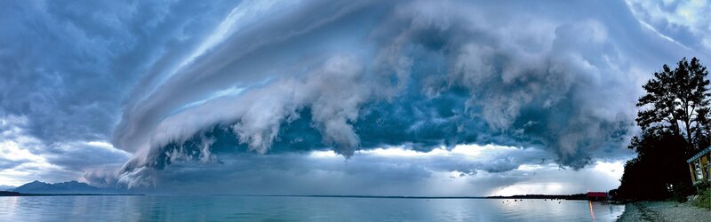 Storm Clouds over Lake — Blue, Dramatic, Afternoon