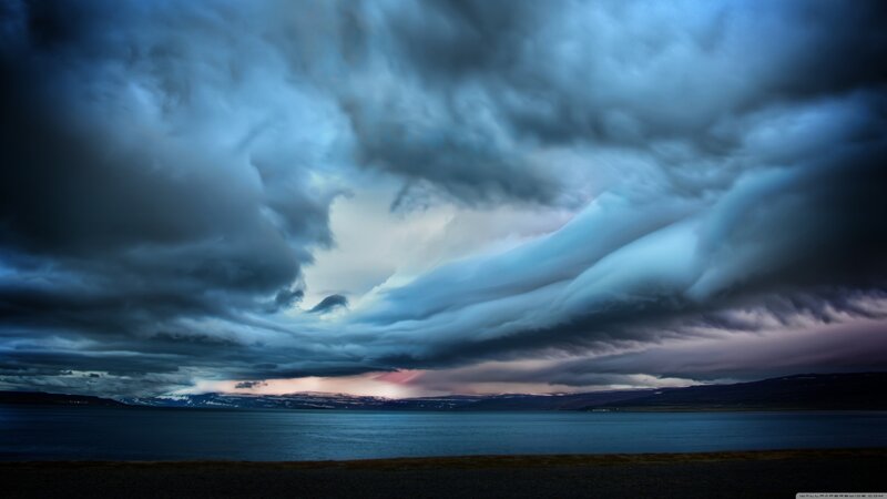 Storm Clouds over Lake — Blue, Dramatic