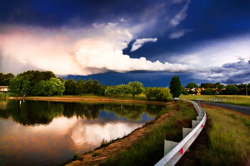 Storm Clouds over Lake — Blue