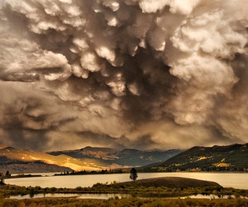 Storm Clouds over Lake — Brown