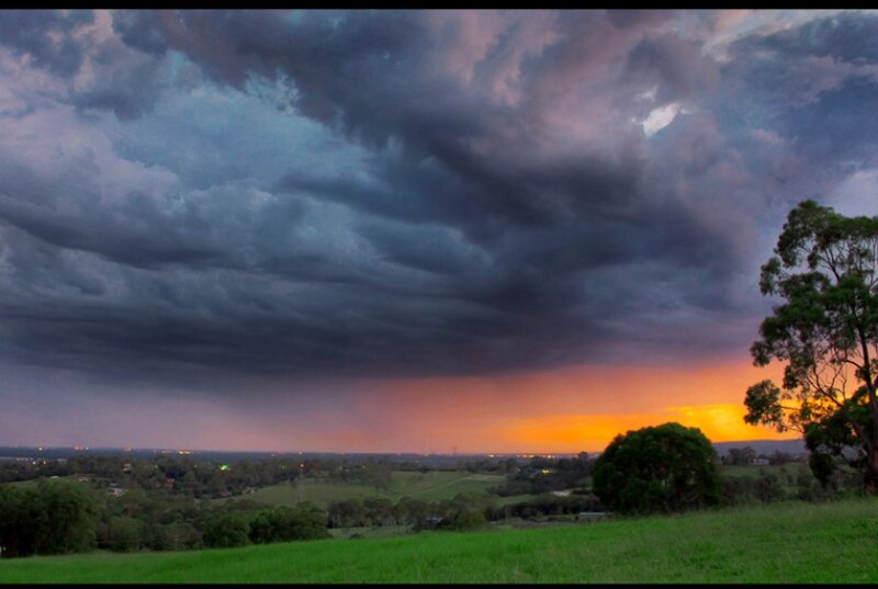 Storm Clouds over Landscape — Gray, Dramatic