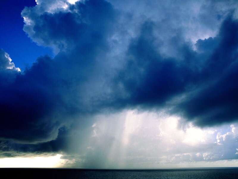 Storm Clouds over Ocean — Blue, Dramatic, Afternoon, Photograph