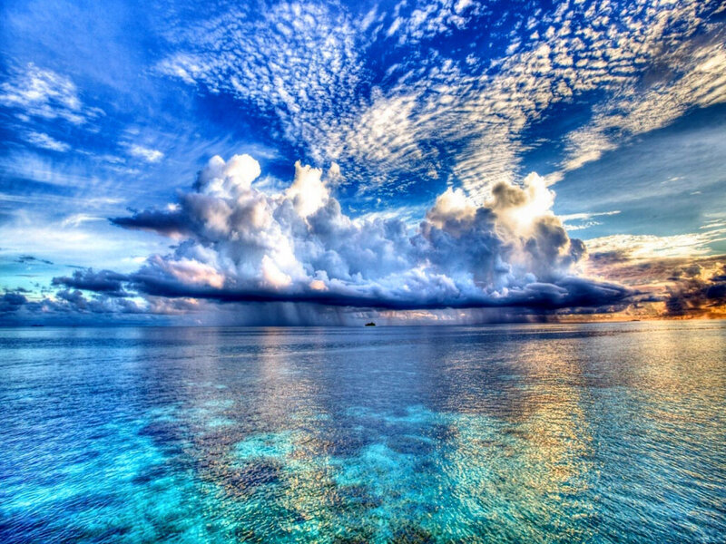 Storm Clouds over Ocean — Blue