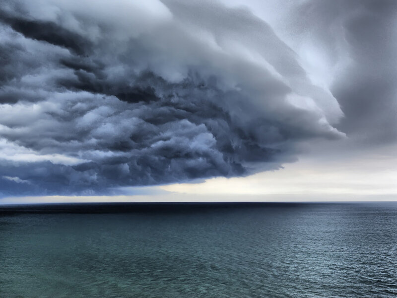 Storm Clouds over Ocean — Gray, Dramatic, Photograph