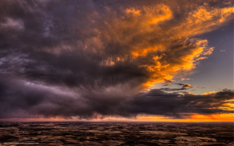 Storm Clouds over Plains — Orange, Dramatic