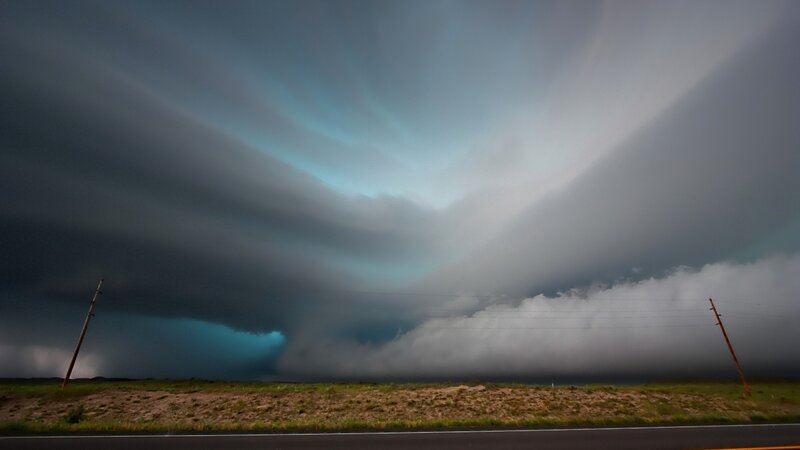 Storm Clouds over Road — Gray, Dramatic, Afternoon, Photograph