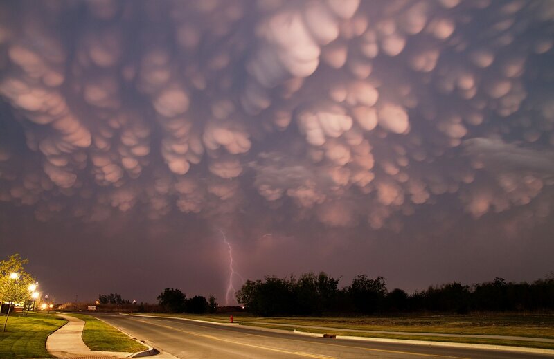 Storm Clouds over Road — Purple, Dramatic, Night