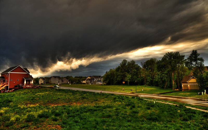 Storm Clouds over Suburb — Green