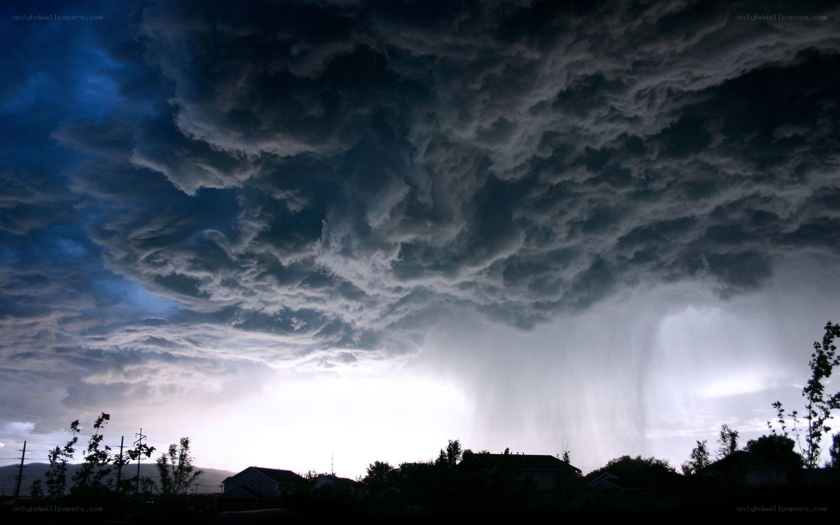 Storm clouds over suburban neighborhood