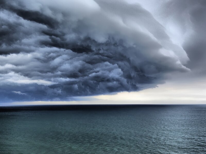 Storm clouds over the ocean
