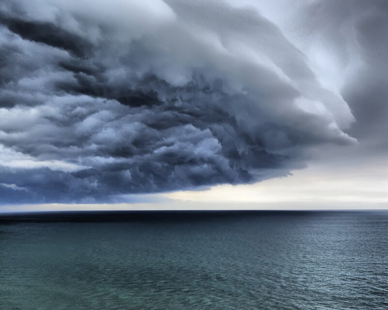Storm clouds over the ocean