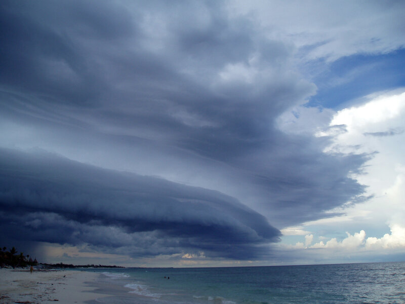 Storm clouds over tropical beach