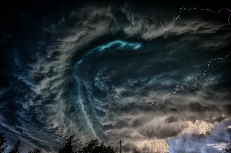Storm Clouds with Lightning — Dark Blue