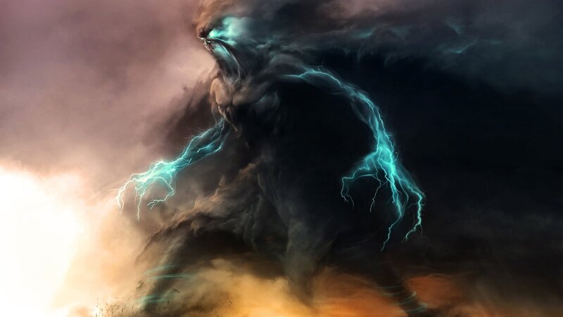 storm giant with lightning