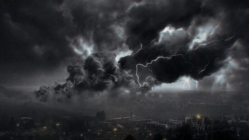 storm over a city