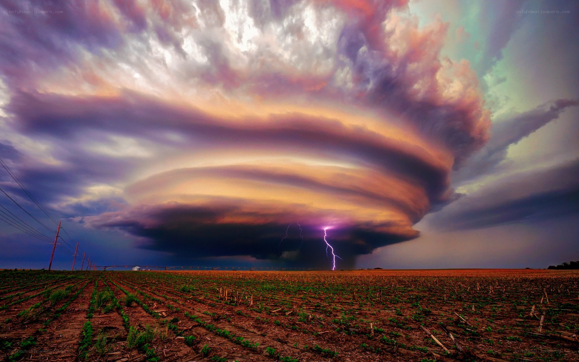Storm over a farm field