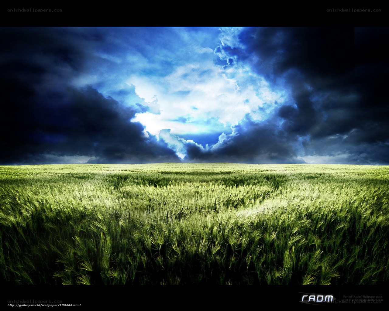Storm over a green field