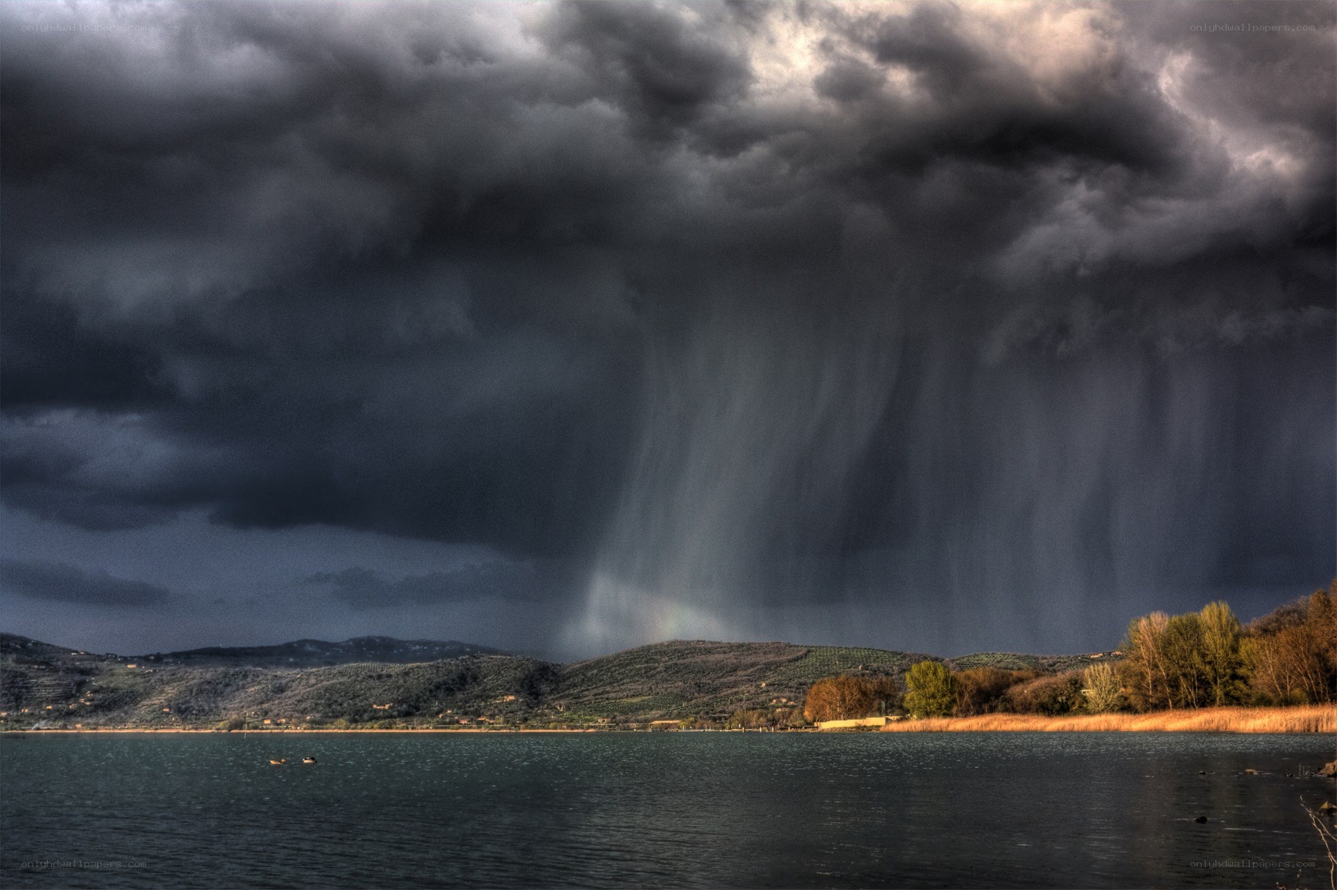 Storm over a lake