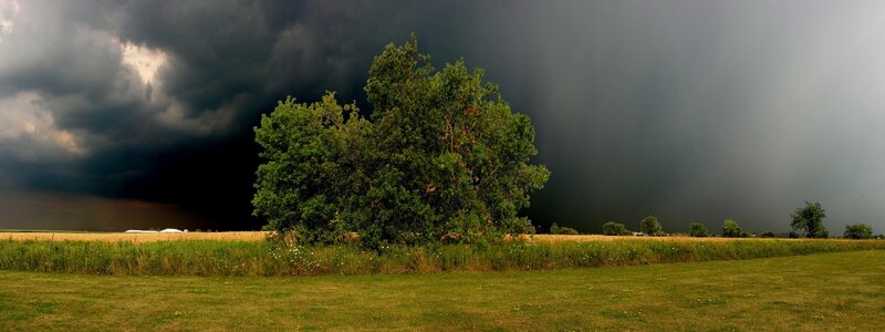 Storm over a rural field