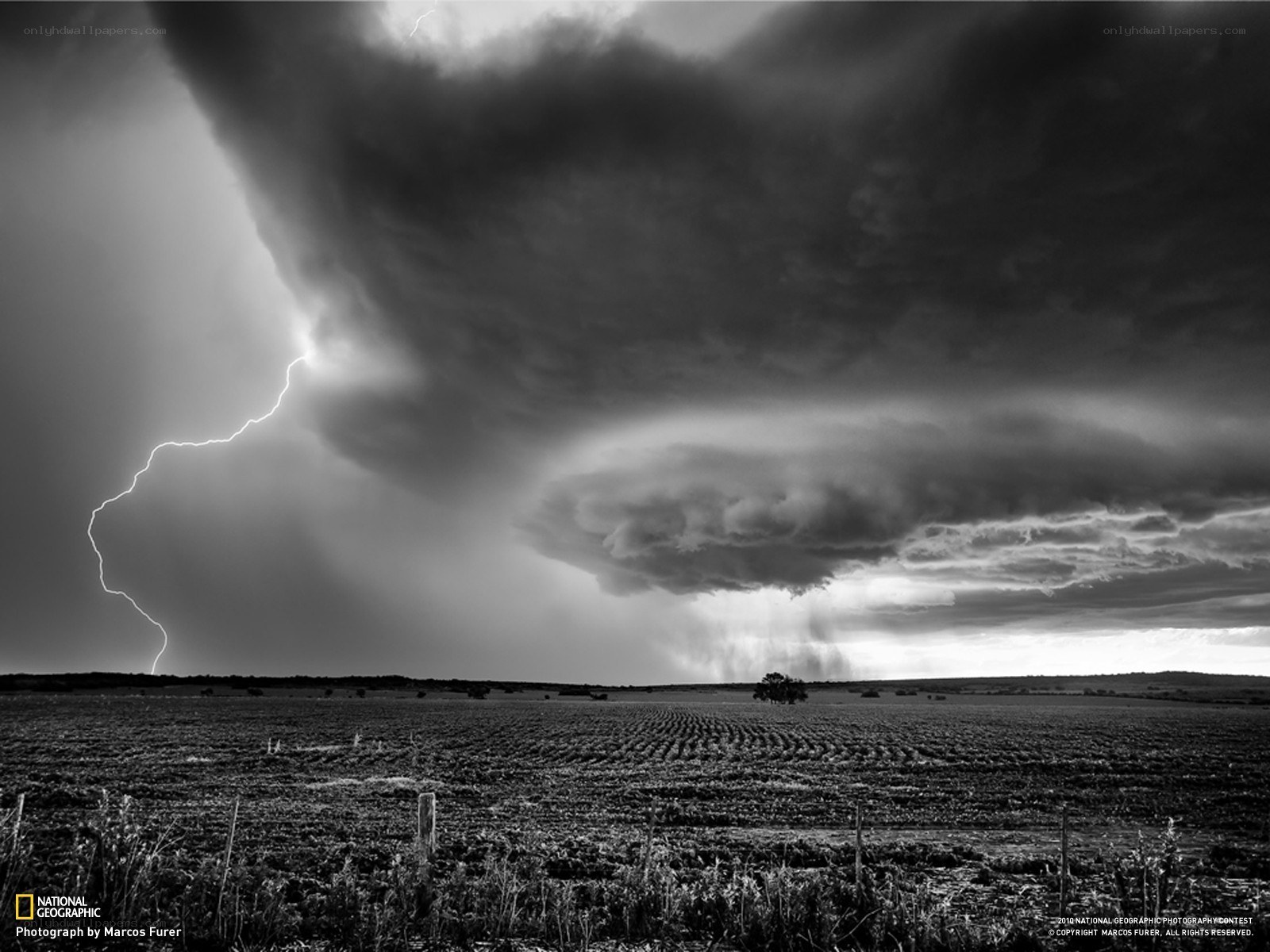 Storm over a rural field