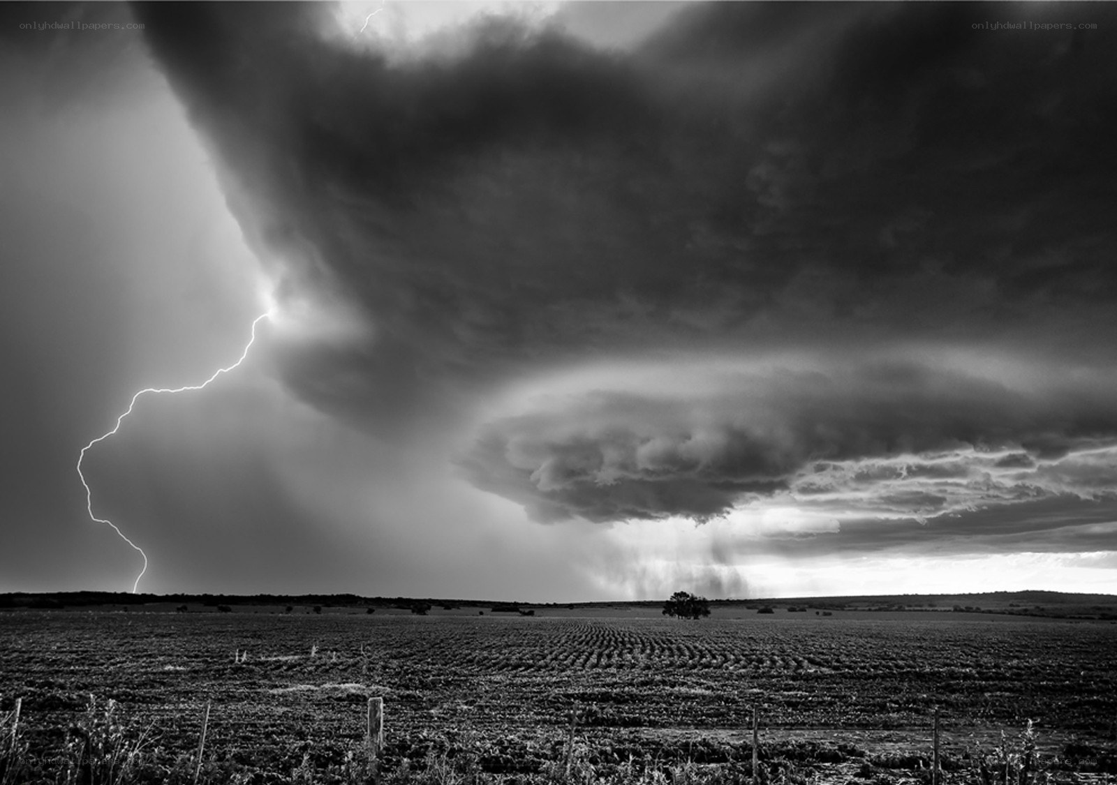 Storm over a rural field