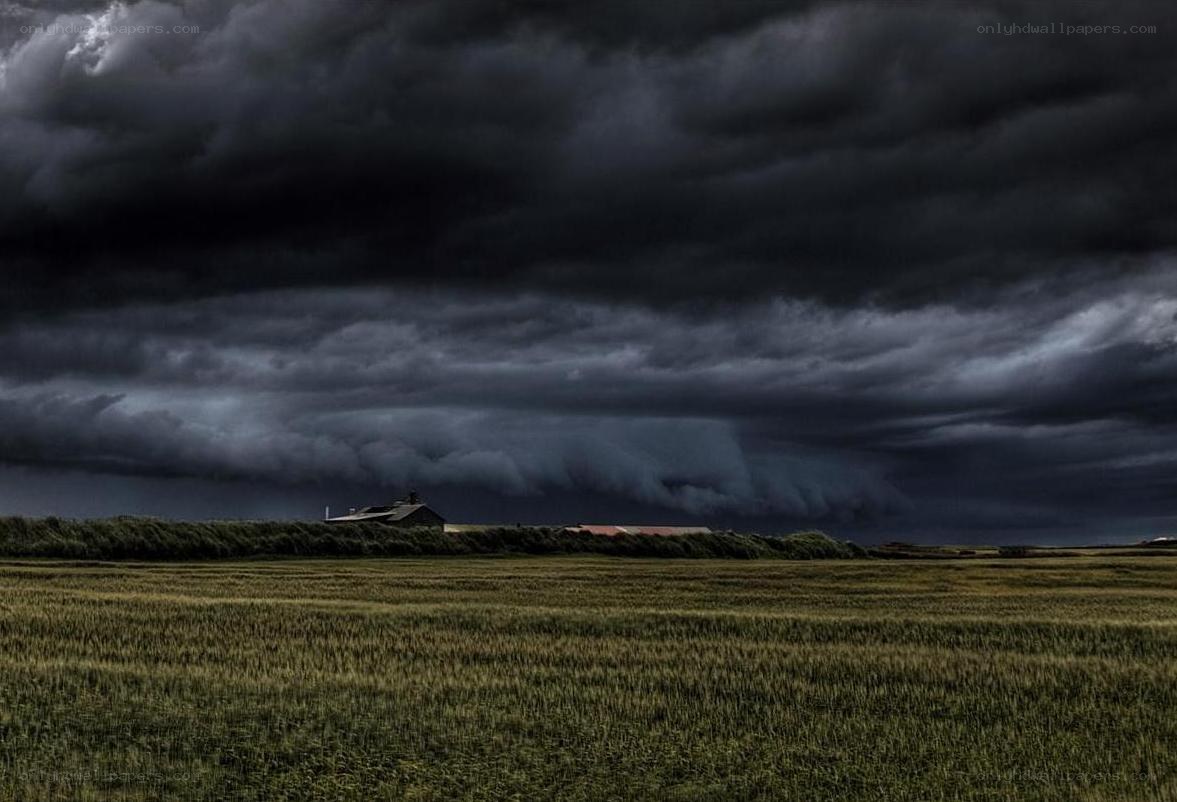Storm over a rural field