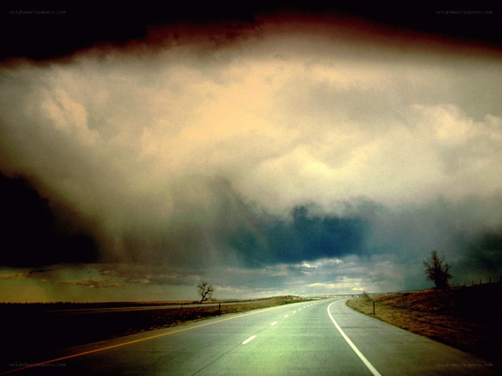 Storm over a rural road