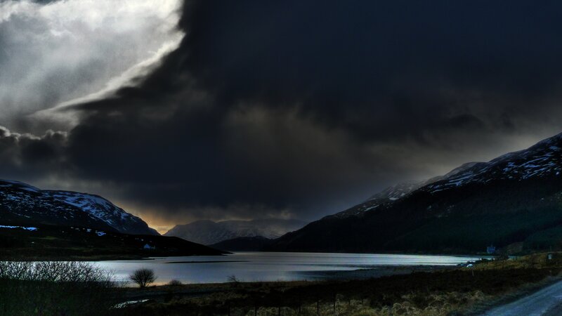 Storm over a Scottish loch
