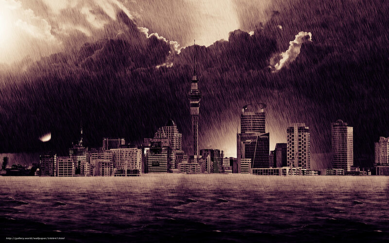 Storm over Auckland skyline
