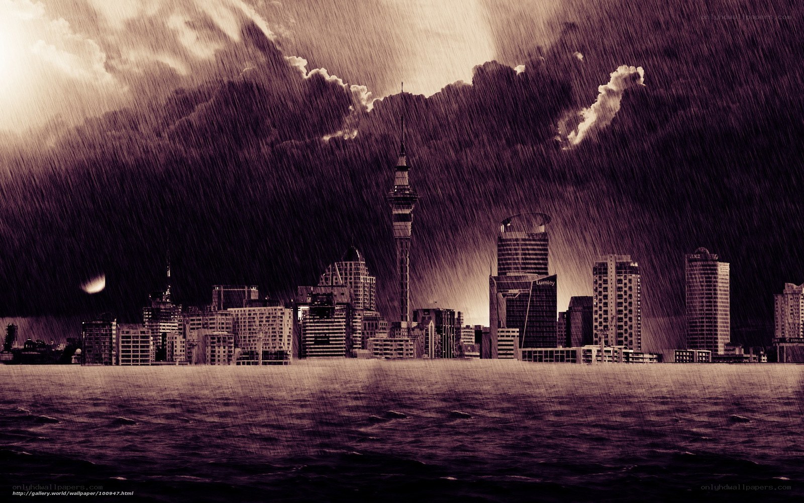 Storm over Auckland skyline