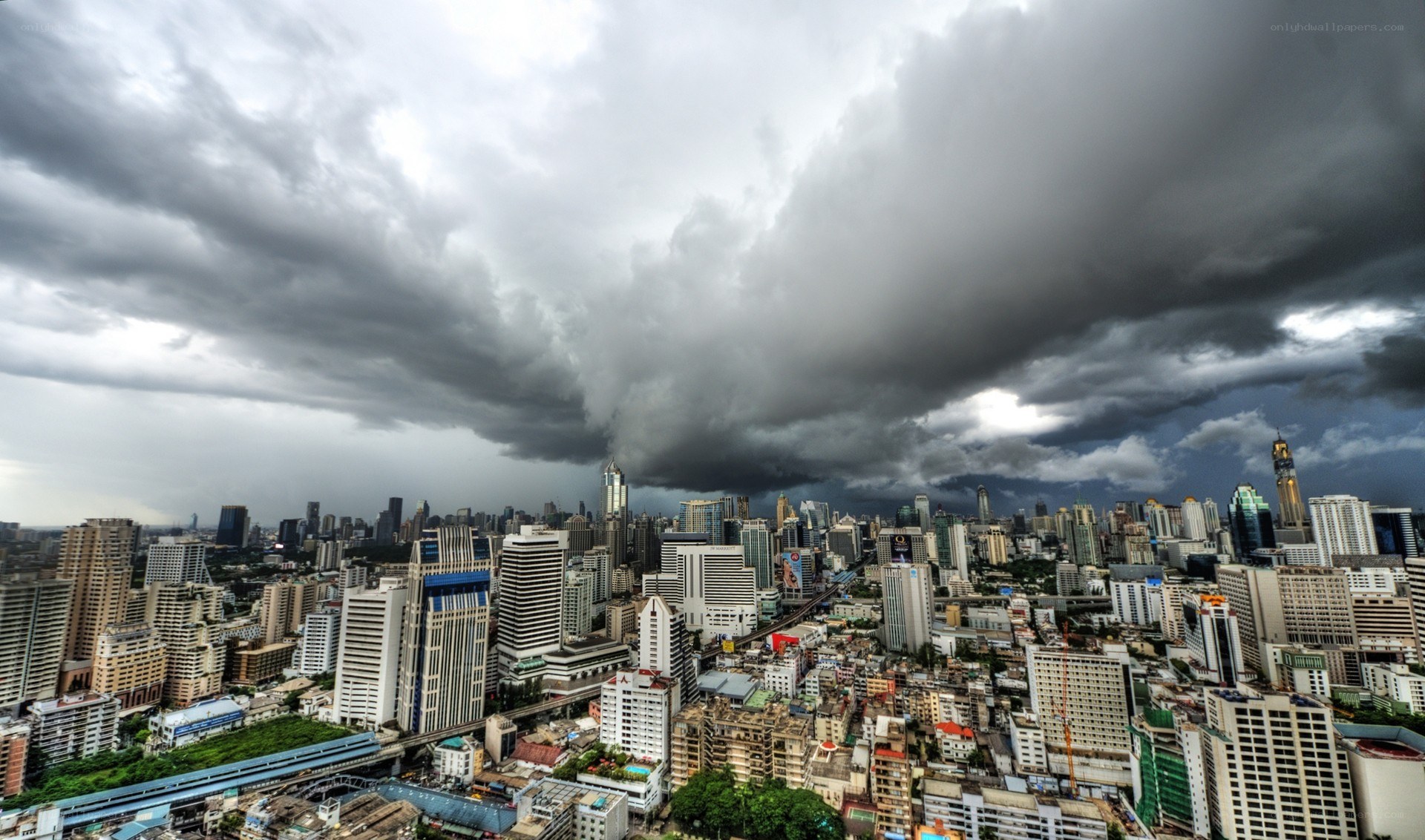 Storm over Bangkok skyline