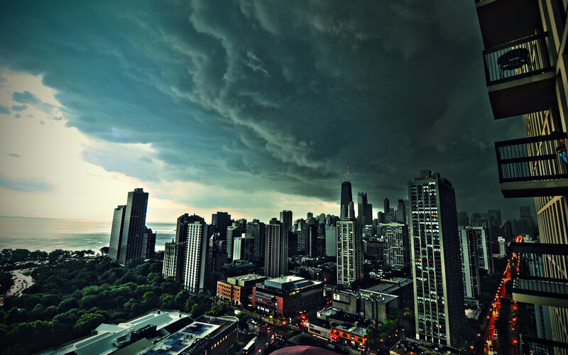 Storm over Chicago skyline