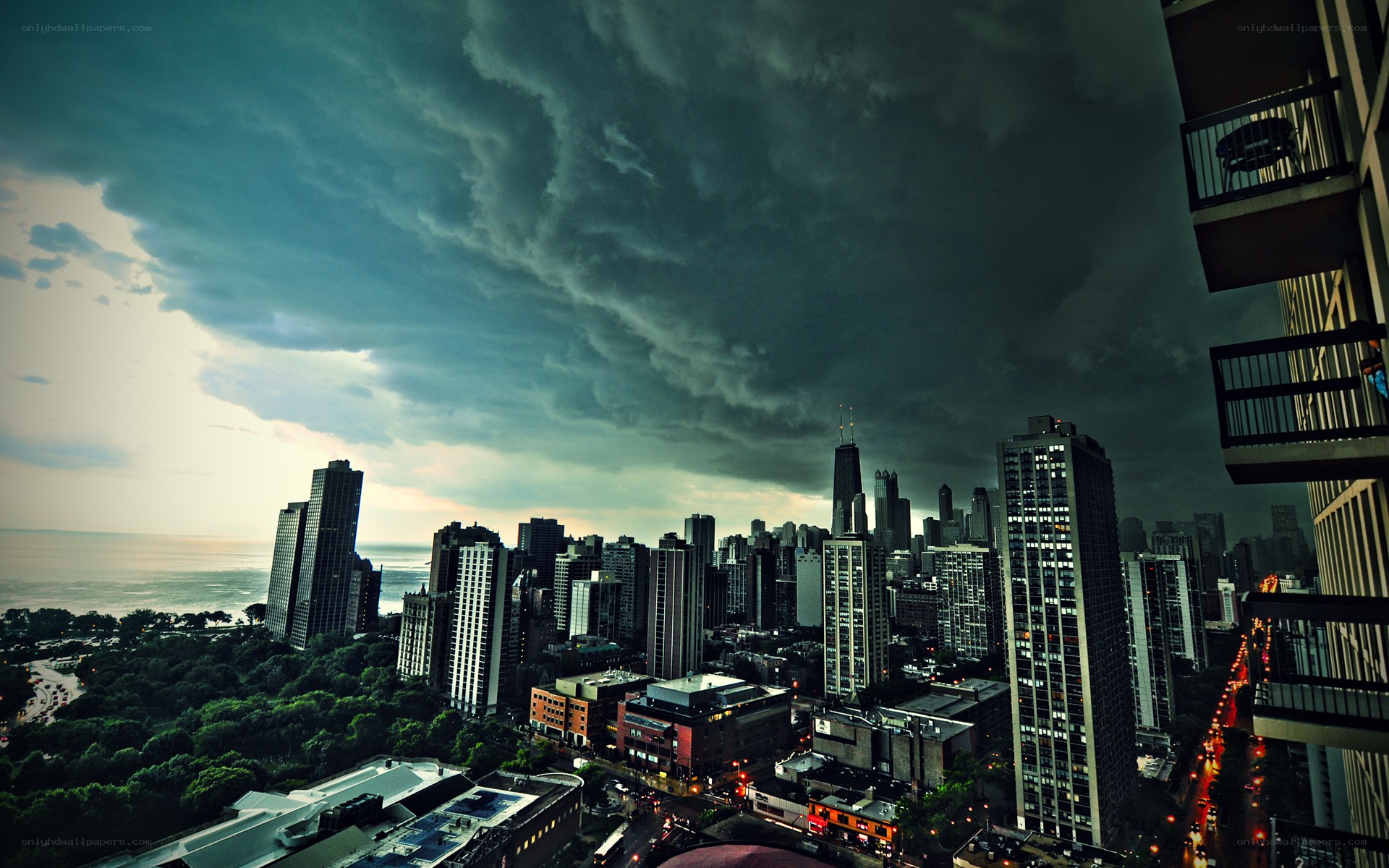 Storm over Chicago skyline