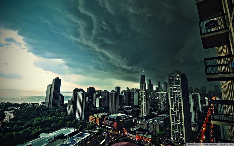 Storm over Chicago skyline